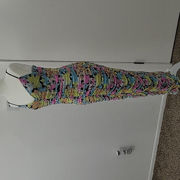 ARFM Ruched Mesh Midi Slipdress in Sky Floral Size Large NWT - Picture 10 of 15